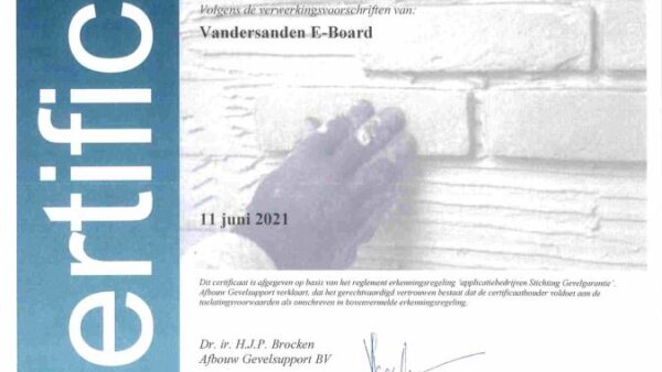 Certificaat Stichting Gevelgarantie